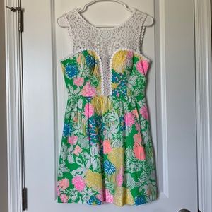 Lilly Pulitzer Lace Illusion Reagan Dress in Hibiscus Stroll